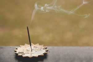 Aromatic incense burning with smoke